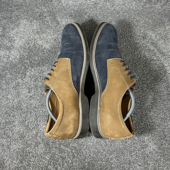 Bass Piedmont Men's Sz 11.5 Blue Brown Suede Corduroy Comfort Oxford Shoes Used - Picture 7 of 11